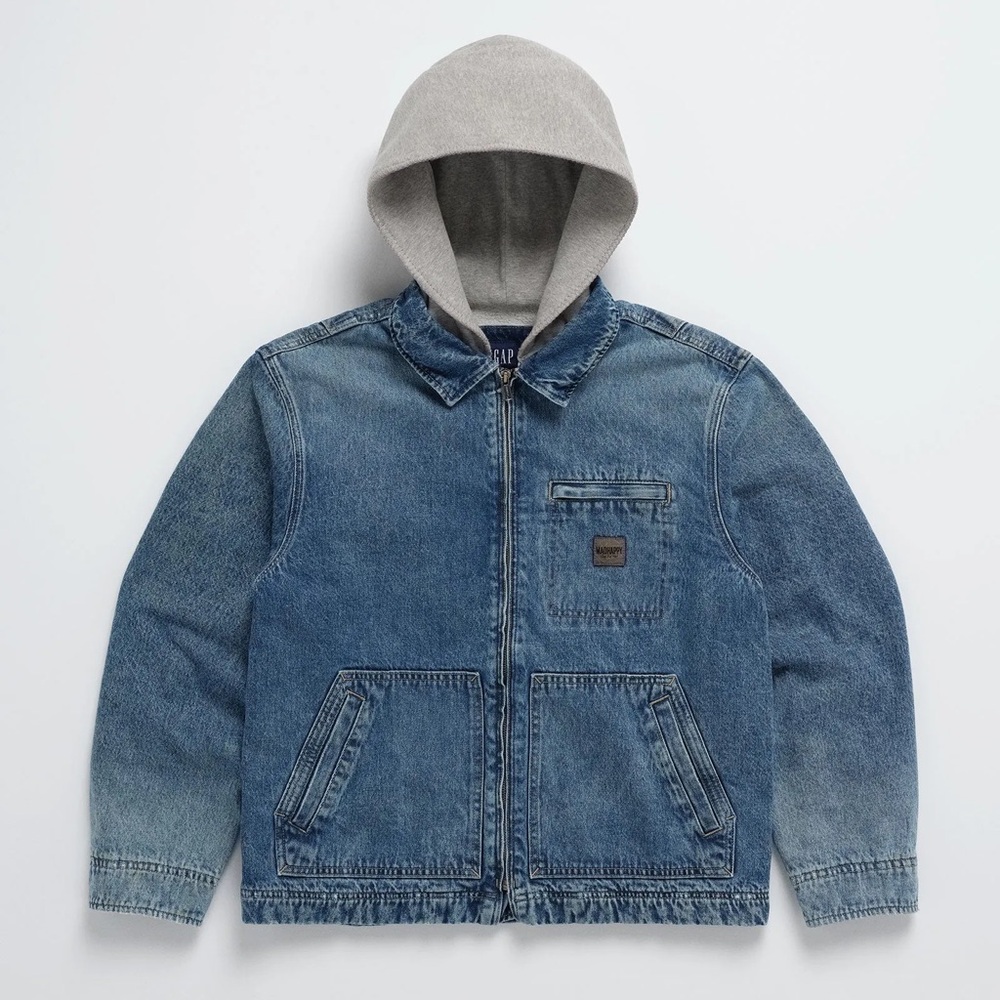 Gap x MadHappy Hooded Workwear Denim Fleece Jacket
